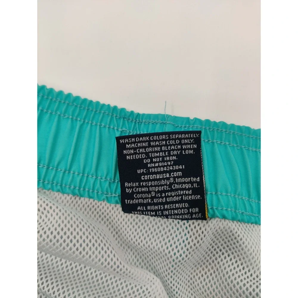 Corona‎ Extra Mens Swim Trunks Turquoise Tropical Beer Print Board Shorts 2XL